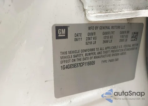 2012 Buick Lacrosse Premium 1 Group z USA, uszkodzony, nr VIN 1G4GE5E37CF116809